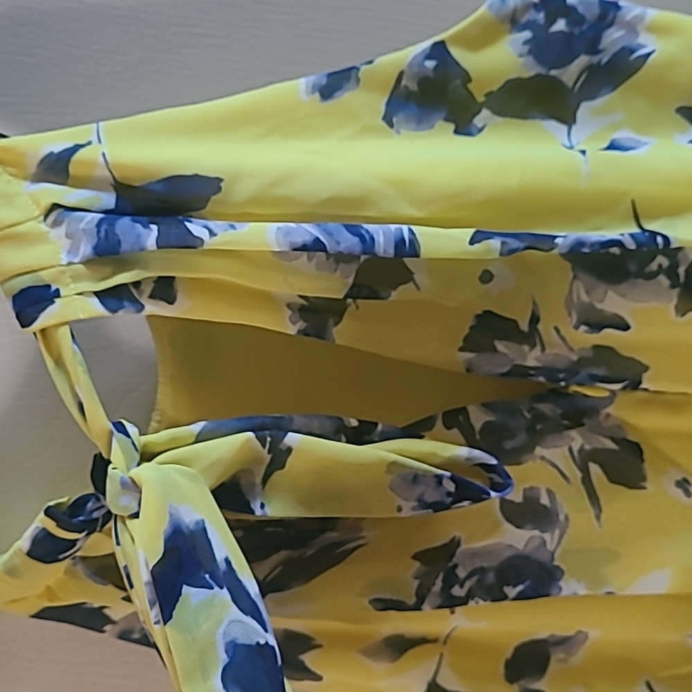 New Eliza J Halter Floral Print Chiffon Gown, Sz 6 - Picture 8 of 12
